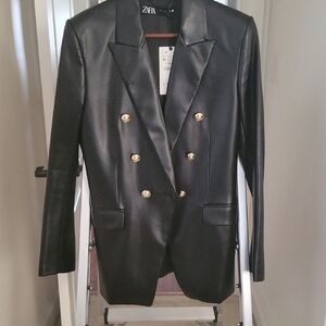 Zara Black Blazer with Gold Buttons